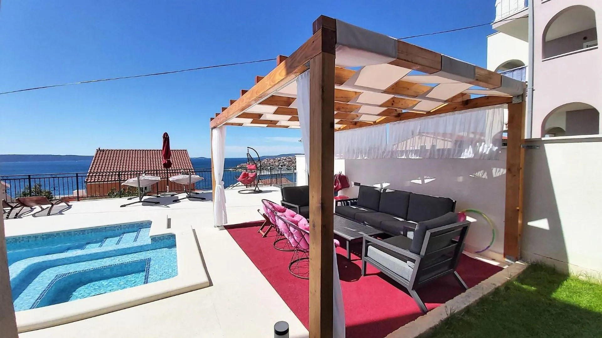 Heated Swimming Pool, Stunning Sea View Terrace A9 Apartment Trogir